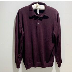 Alfani Mens 100% wool maroon collared pullover XL made in Italy